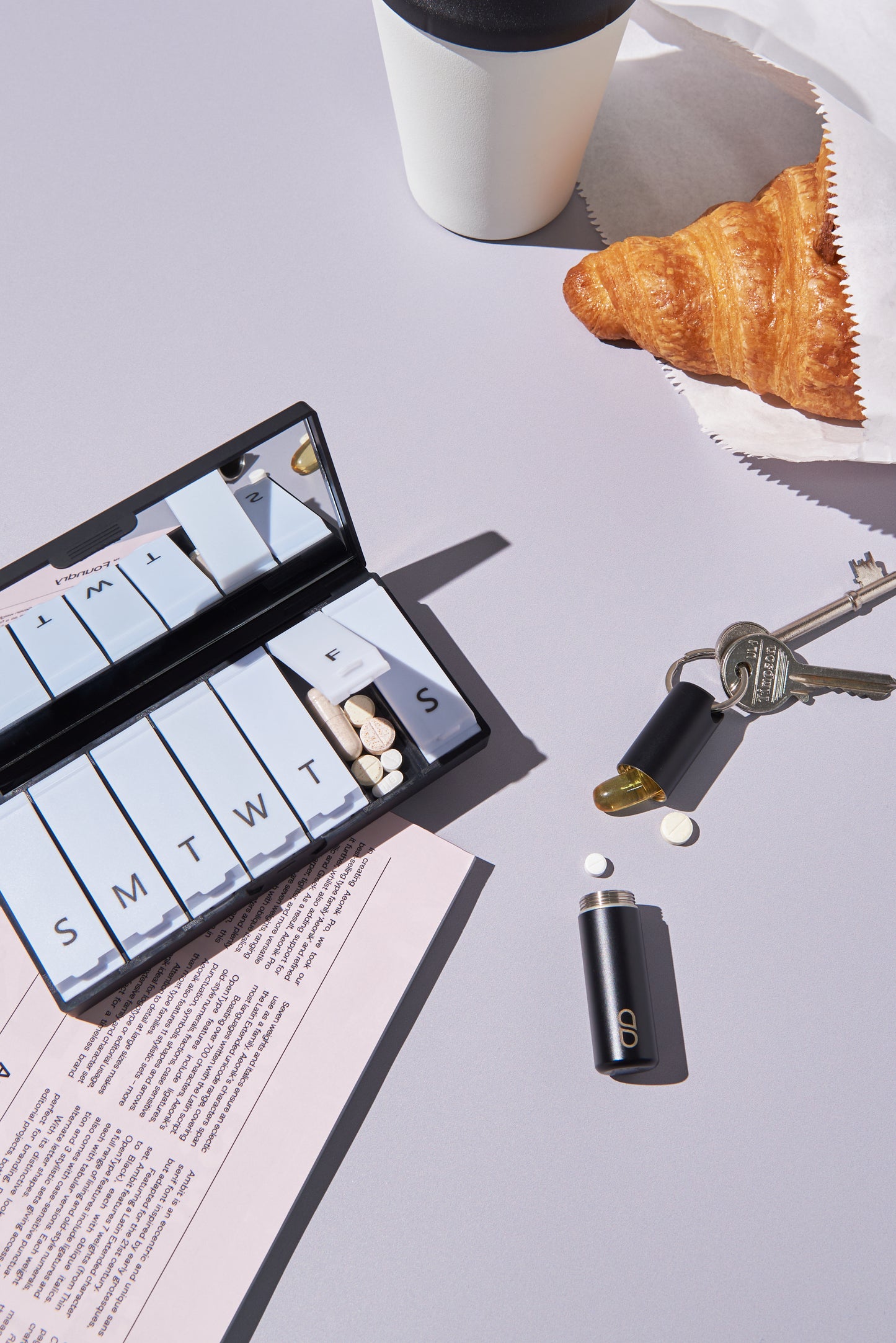 7 Day Pill Case with Mirror in Jet Black Colour