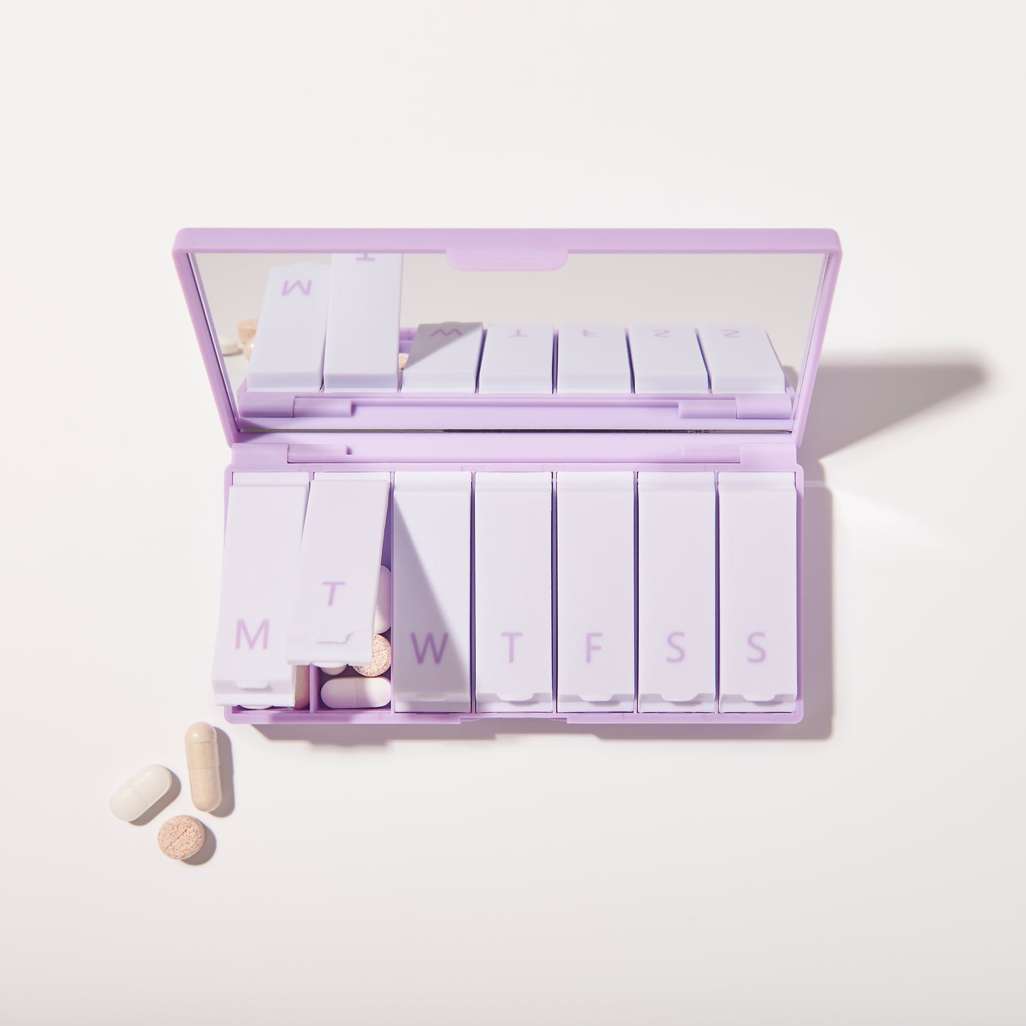 7 Day Pill Case with Mirror in Lavender Colour