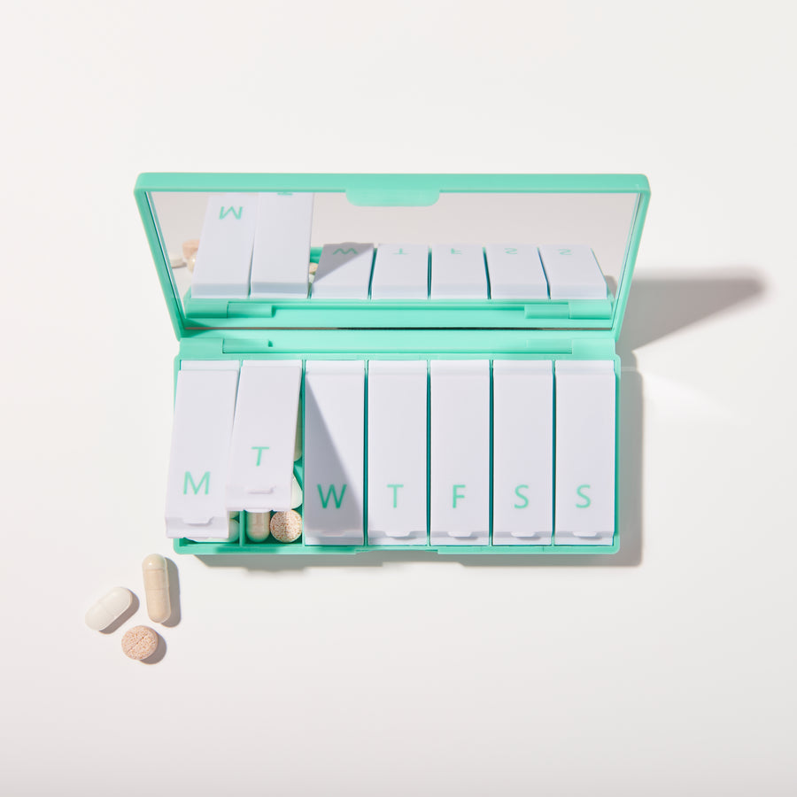 Tabuu 7 Day Pill Case With Mirror - Turquoise